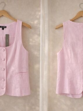 J. Crew Pale Pink Linen Vest